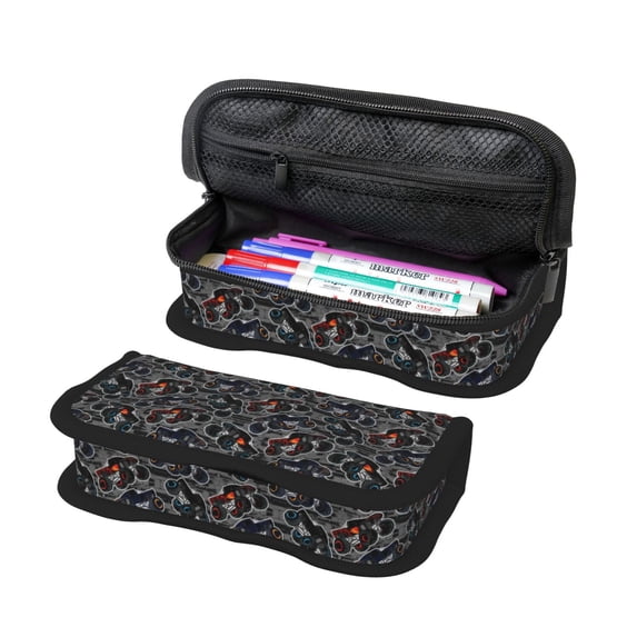 Wukai Multicolored Butterflies C Print Big Capacity Pencil Case, Upgraded Canvas Pencil Pouch Large Pencil Bag Organizer,Aesthetic Supply