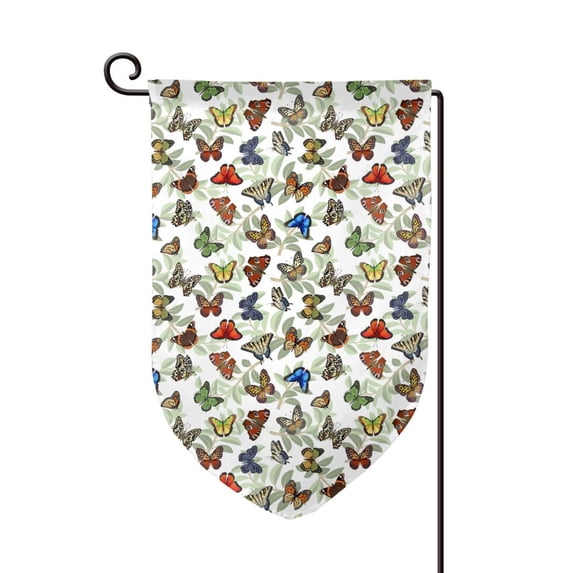 Wukai Multicolored Butterflies Print Garden Flag 12.5x18 Inch Double Sided Sun-resistant Rain-resistant, Wrinkle-resistant Colorfast(Only Flag)