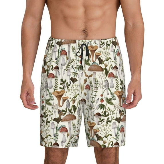 Wukai Mushroom Garnish Men’s Short Pajama Pants With Pockets Soft Sleep Pj Shorts for Men-3X-Large