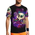 thumbnail image 1 of Wukai Mushrooms and Skull Print Men's Short-Sleeved Mesh T-Shirt,Quick-Dry Short Sleeve Workout T-Shirt-, 1 of 8