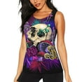 thumbnail image 1 of Wukai Mushrooms and Skull Print &nbsp;Women's Workout Tank Top Mesh Yoga Shirts Athletic Running Tank Tops Athletic Gym Shirts - Large, 1 of 8