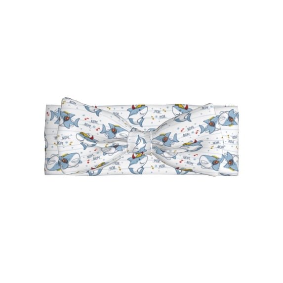 Wukai Music Shark Print Baby Bow Headband for Newborn Infant Baby Toddler Girls