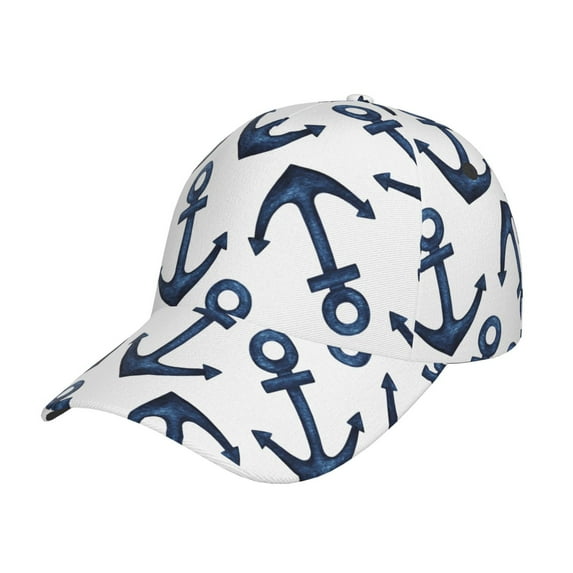 Wukai Navy Blue Anchor Baseball Cap: Comfortable, Stylish, and Adjustable Hat for Sports, Daily Wear, and Outdoor Activities-One Size