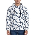thumbnail image 1 of Wukai Navy Blue Anchor Print Men Hoodies Fleece Sweatshirts Long Sleeve Sweaters Pullover Fall Outfits Winter Clothes-XX-Large, 1 of 7