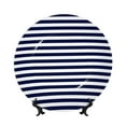 thumbnail image 1 of Wukai Navy Blue And White Stripes Print Decorative Plate for Display,Bone China Decorative Plate, Ceramic Dinner Plate with Stand, Vertical Ceramic Plate-7in, 1 of 6