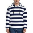thumbnail image 1 of Wukai Navy Blue And White Stripes Print Men Hoodies Fleece Sweatshirts Long Sleeve Sweaters Pullover Fall Outfits Winter Clothes-XX-Large, 1 of 7