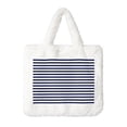 thumbnail image 1 of Wukai Navy Blue And White Stripes Print Plush Underarm Bag, Ladies Fluffy Shoulder Bag, Women Furry Flower Tote Bag Plush Handbag for Autumn and Winter, 1 of 7