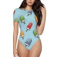 thumbnail image 1 of Naloa Modern Ice Cream Women's Short-Sleeved Onesie, One-Piece Swimsuit for Parties, dates, clubs - Small, 1 of 9