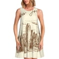 thumbnail image 1 of Wukai New York Print Women's Sleeveless Dress, Loose Fit Casual Dress for Women, Comfortable Sleeveless Summer Dress, 1 of 7