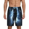 thumbnail image 1 of Wukai Night Scene of Wolves Men’s Short Pajama Pants With Pockets Soft Sleep Pj Shorts for Men-Large, 1 of 6