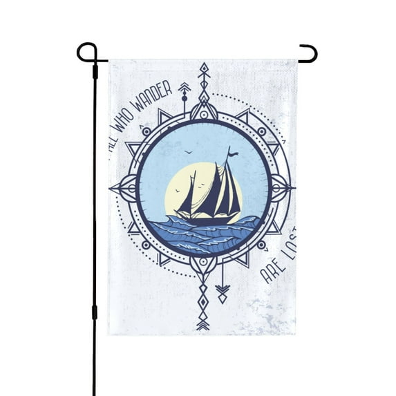 Wukai Not All Who Wander Are Lost2 Garden Flags Double Sided Welcome Garden Yard House Flags Outside Outdoor House (Only Flag)