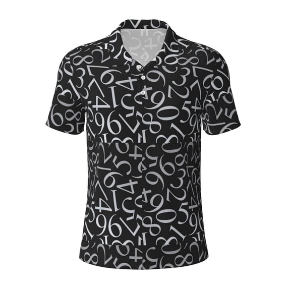 Wukai Numbers Men’s Polo Shirts,Quick-Dry Athletic Shirt,Classic Fit Shirts-3X-Large