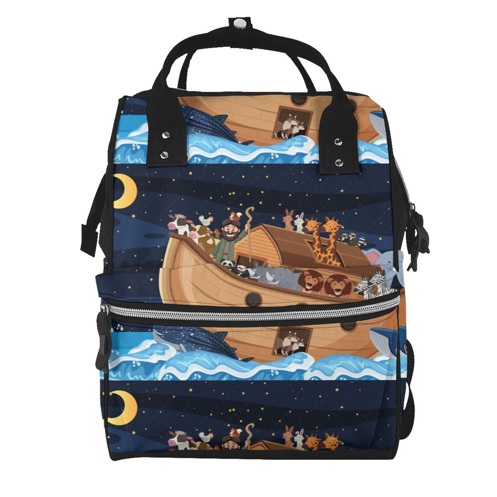 Wukai Ocean Scene with Noah's Ark Mummy Backpac,&nbsp;Diaper Bag Purse Breast Pump Bag Purse Diaper Bag for swim,gym,workout,large capacity backpack