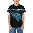 thumbnail image 1 of Wukai Ocean Turtle Youth Unisex Short Sleeve T-Shirt for Boys, Girls, Teens, and Kids-X-Small, 1 of 7