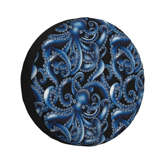 Wukai Octopus Print Spare Tire Cover for RV Trailer,Waterproof PVC Faux Leather Wheel Cover Fit for Truck,Trailer,RV,SUV,Camper and Most Vehicle-17 inch