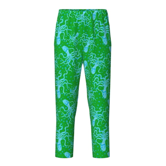 Wukai Octopus1 Print Teenagers' Pajama Pant Sleep Pajama Lounge Pant PJ Bottoms with Pockets and Button Fly(Available in Big & Tall)-Medium