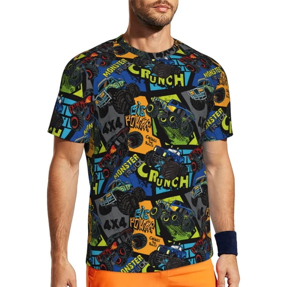Wukai Off-Road Vehicle Print Men's Short-Sleeved Mesh T-Shirt,Quick-Dry Short Sleeve Workout T-Shirt-XX-Large
