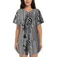 thumbnail image 1 of Wukai Optical Zebra Illusion Print Women's Pajama Set - Short-Sleeve Top and Shorts with Elastic Waistband and Pockets for Loungewear, Yoga, and Casual Wear-3X-Large, 1 of 6
