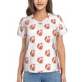 thumbnail image 1 of Wukai Orange Fox Classic V-Neck T-Shirt for Women: Comfortable, Stylish, and Versatile Wardrobe Essential-Large, 1 of 7
