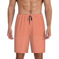 thumbnail image 1 of Wukai Orange Gingham Men’s Short Pajama Pants With Pockets Soft Sleep Pj Shorts for Men-Large, 1 of 6