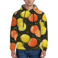 thumbnail image 1 of Wukai Orange Lemon Print Men Hoodies Fleece Sweatshirts Long Sleeve Sweaters Pullover Fall Outfits Winter Clothes-X-Large, 1 of 7