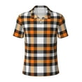 thumbnail image 1 of Wukai Orange Plaid Men’s Polo Shirts,Quick-Dry Athletic Shirt,Classic Fit Shirts-Medium, 1 of 8