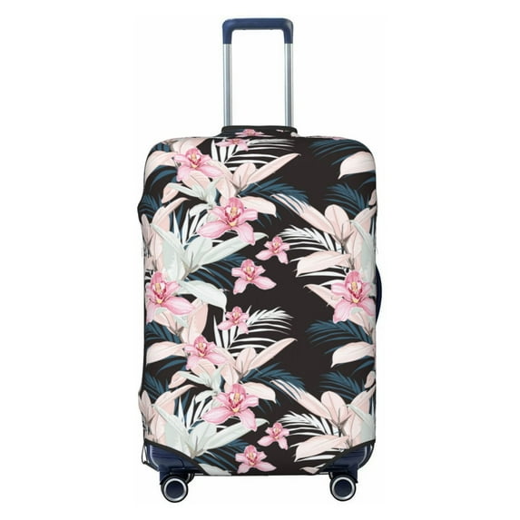 Wukai Orchids Flowers Elastic Luggage Cover: Personalized Protection for Your Suitcase - Fits 19~29-inch, Washable & Durable Travel Companion-Medium