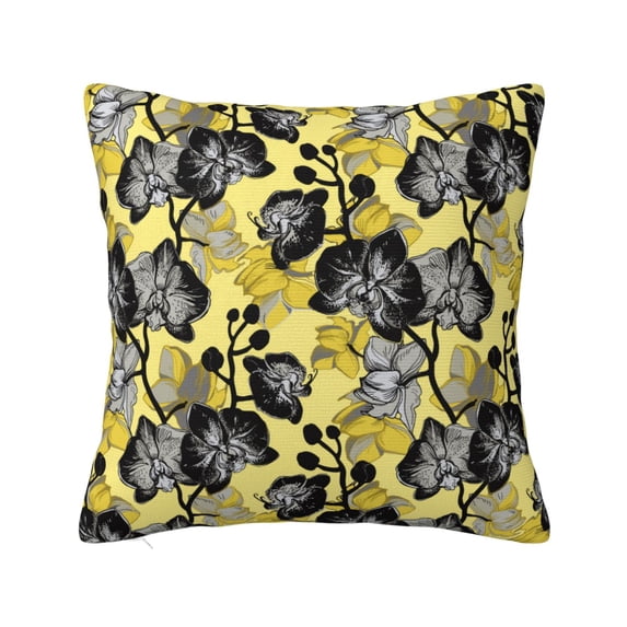 Wukai Orchids Flowers Premium Polyester Fleece Pillow Covers with Hidden Zipper Closure,Luxuriously Soft and Durable-12"x12"