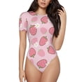 thumbnail image 1 of Naloa Strawberries Women's Short-Sleeved Onesie, One-Piece Swimsuit for Parties, dates, clubs - Medium, 1 of 9