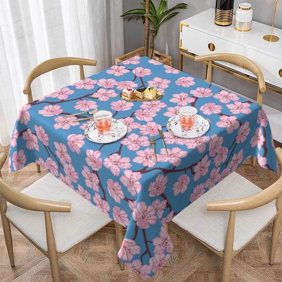 Wukai Orchids Flowers Waterproof Tablecloth for Kitchen Dining, Fits Square Tables for 2-4 Seats -60"x60"
