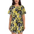 thumbnail image 1 of Wukai Orchids Flowers Women's Pajama Set,Short-Sleeve Top and Shorts with Elastic Waistband and Pockets for Loungewear, Yoga, and Casual Wear-Large, 1 of 6