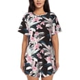 thumbnail image 1 of Wukai Orchids Flowers Women's Pajama Set,Short-Sleeve Top and Shorts with Elastic Waistband and Pockets for Loungewear, Yoga, and Casual Wear-X-Large, 1 of 8