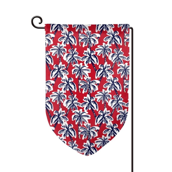 Wukai Palm Tree Pattern on Red Print Garden Flag 12.5x18 Inch Double Sided Sun-resistant Rain-resistant, Wrinkle-resistant Colorfast(Only Flag)