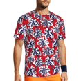 thumbnail image 1 of Wukai Palm Tree Pattern on Red Print Men's Short-Sleeved Mesh T-Shirt,Quick-Dry Short Sleeve Workout T-Shirt-X-Large, 1 of 8