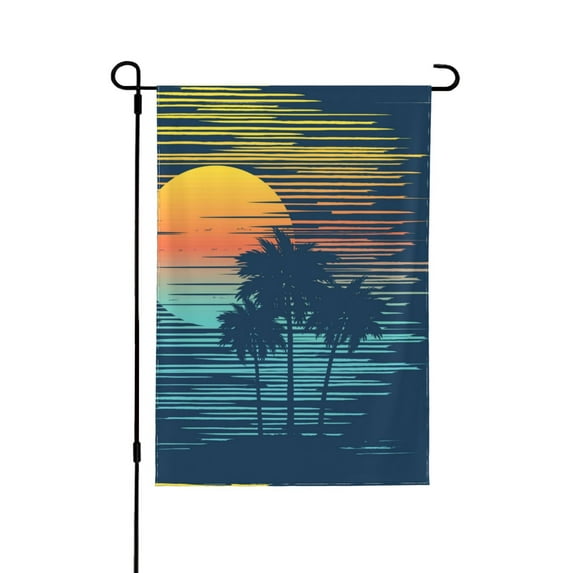 Wukai Palm Trees Garden Flags Double Sided Welcome Garden Yard House Flags Outside Outdoor House (Only Flag)