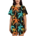 thumbnail image 1 of "Wukai Palm Trees Women's Pajama Set - Short-Sleeve Top and Shorts with Elastic Waistband and Pockets for Loungewear, Yoga, and Casual Wear-Small, 1 of 8