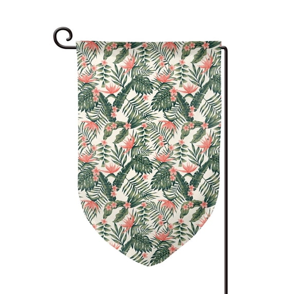 Wukai Palm Trees and Tropical Print Garden Flag 12.5x18 Inch Double Sided Sun-resistant Rain-resistant, Wrinkle-resistant Colorfast(Only Flag)
