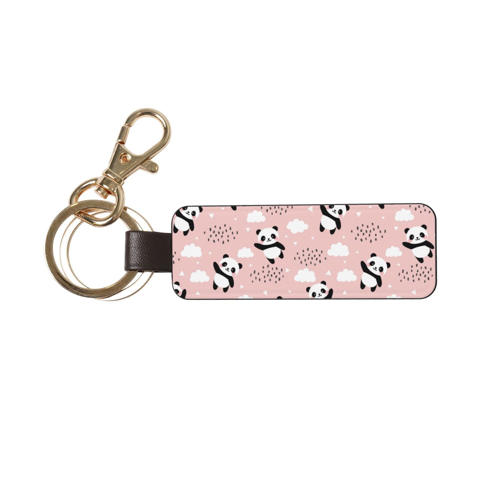 Wukai Panda Flying in the Sky (2) Print Leather Car Keychain, Universal ...