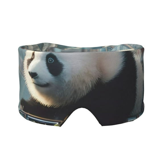 Wukai Panda In Futuristic City Print Sleep Mask - Eye Mask for Sleeping, Ultra Soft and Skin Friendly Full Eye Covers for Women/Men, Perfect Light Blocking Sleeping Mask