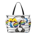 thumbnail image 1 of Wukai Panda with Sun glasses Print Zipper Bag,large Beach Tote Bag,Waterproof Sandproof Bag,Grocery and Picnic Tote Travel Bag, 1 of 5