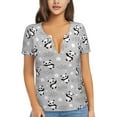 thumbnail image 1 of Wukai Pandas Between Clouds and Stars Casual V-Neck Graphic Tees for Women: Lightweight and Breathable Summer Tops with Stylish Design-XX-Large, 1 of 8