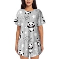 thumbnail image 1 of Wukai Pandas Print Women's Pajama Set - Short-Sleeve Top and Shorts with Elastic Waistband and Pockets for Loungewear, Yoga, and Casual Wear-Medium, 1 of 8