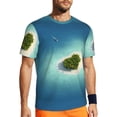 thumbnail image 1 of Wukai Paradise Island Print Men's Short-Sleeved Mesh T-Shirt,Quick-Dry Short Sleeve Workout T-Shirt-, 1 of 8