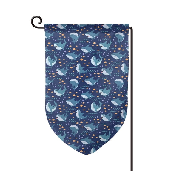 Wukai Party Shark Cut Print Garden Flag 12.5x18 Inch Double Sided Sun-resistant Rain-resistant, Wrinkle-resistant Colorfast(Only Flag)