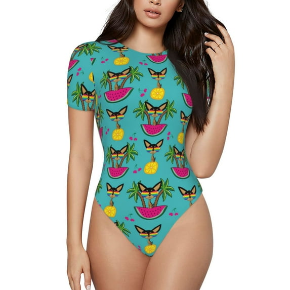 Naloa Sunmmer Cat Women's Short-Sleeved Onesie, One-Piece Swimsuit for Parties, dates, clubs - XX-Large