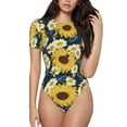 thumbnail image 1 of Naloa Sunflowers Women's Short-Sleeved Onesie, One-Piece Swimsuit for Parties, dates, clubs - X-Large, 1 of 9