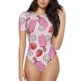 thumbnail image 1 of Naloa Strawberry Popsicle Women's Short-Sleeved Onesie, One-Piece Swimsuit for Parties, dates, clubs - Large, 1 of 9