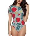 thumbnail image 1 of Naloa Tomato Women's Short-Sleeved Onesie, One-Piece Swimsuit for Parties, dates, clubs - Large, 1 of 9