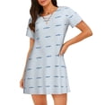 thumbnail image 1 of Wukai Party Shark Cute Print Women's Loose Short Sleeve Nightgown, Soft Sleep Dress for Comfortable Relaxation, Casual Lounge Wear, 1 of 6
