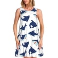thumbnail image 1 of Wukai Party Shark Cute Print Women's Sleeveless Dress, Loose Fit Casual Dress for Women, Comfortable Sleeveless Summer Dress, 1 of 7